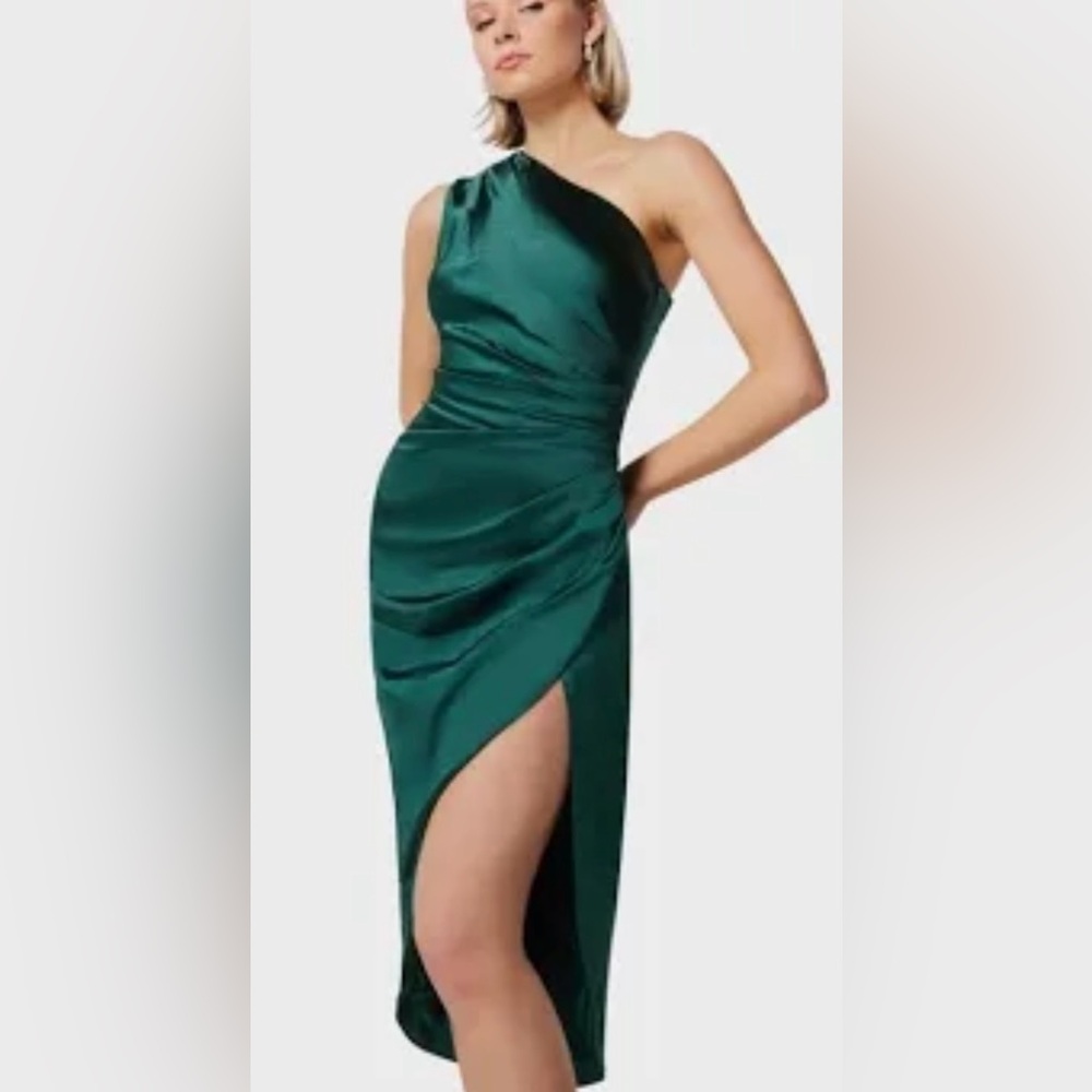 Elliatt Cassini Emerald Ruched One Shoulder Cocktail Dress